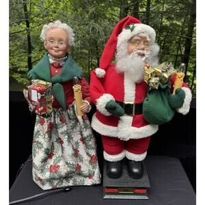 Animated 26” Santa & Mrs Clause Holiday Creations Motion Lighted Candles Works!